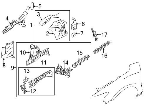 2020 Nissan Maxima Structural Components & Rails Diagram