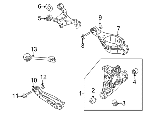 2021 Nissan Rogue Rear Suspension, Lower Control Arm, Upper Control Arm, Stabilizer Bar, Suspension Components Diagram 4