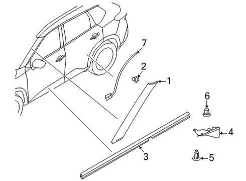 2021 Nissan Rogue Exterior Trim - Pillars Diagram 1