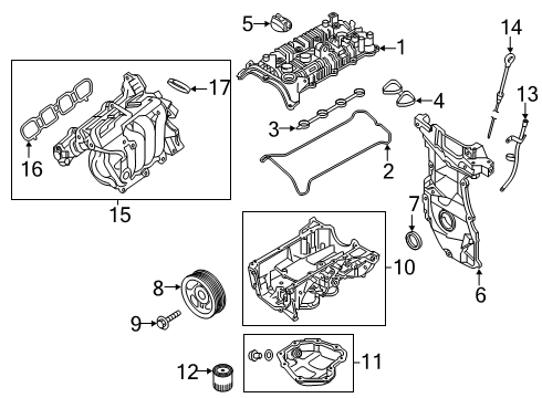 2021 Nissan Kicks Engine Parts, Mounts, Cylinder Head & Valves, Camshaft & Timing, Variable Valve Timing, Oil Cooler, Oil Pan, Oil Pump, Crankshaft & Bearings, Pistons, Rings & Bearings Diagram 1