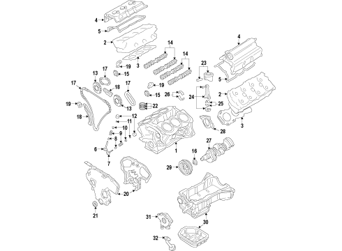 2020 Nissan NV Engine Parts, Mounts, Cylinder Head & Valves, Camshaft & Timing, Variable Valve Timing, Oil Cooler, Oil Pan, Oil Pump, Crankshaft & Bearings, Pistons, Rings & Bearings Diagram 2