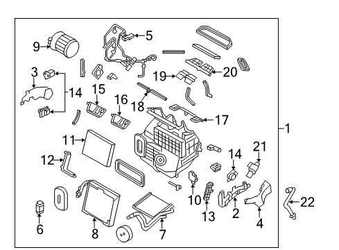 EVAPORATOR Assembly Front Diagram for 27280-4BU1E