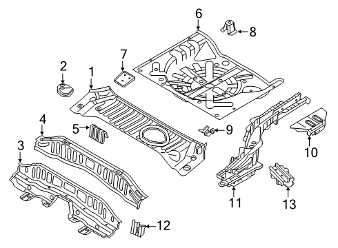 2021 Nissan Kicks Rear Floor & Rails Diagram