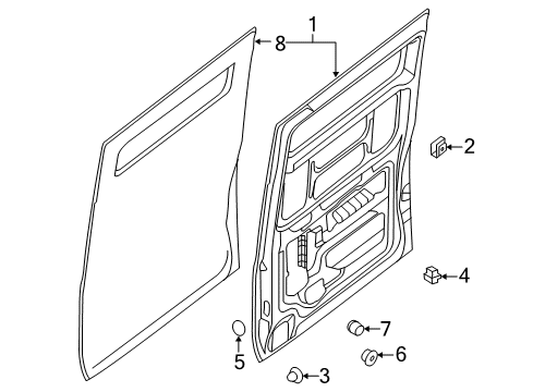 2021 Nissan NV 3500 Door & Components, Exterior Trim Diagram 4