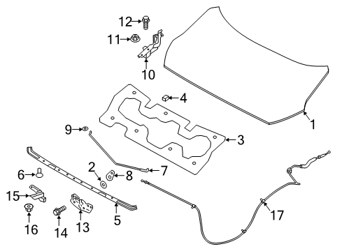 2021 Nissan Leaf Hood & Components Diagram