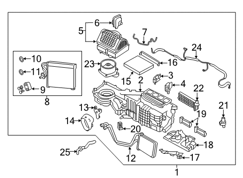 Evaporator Assy-Front Diagram for 27280-9FU0B