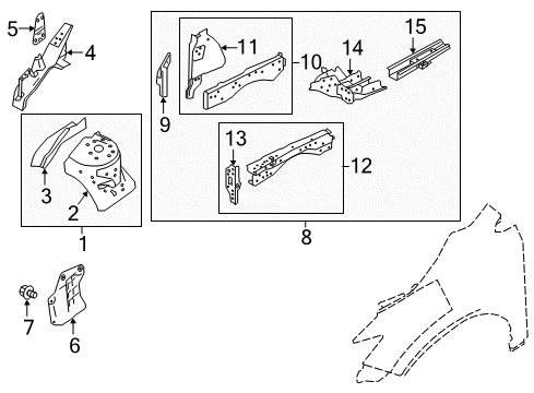 2020 Nissan Murano Structural Components & Rails Diagram