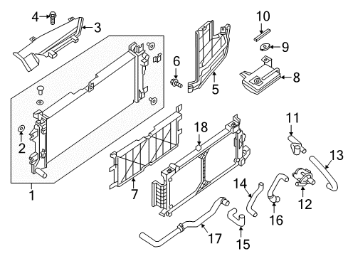 2021 Nissan Leaf Radiator & Components Diagram