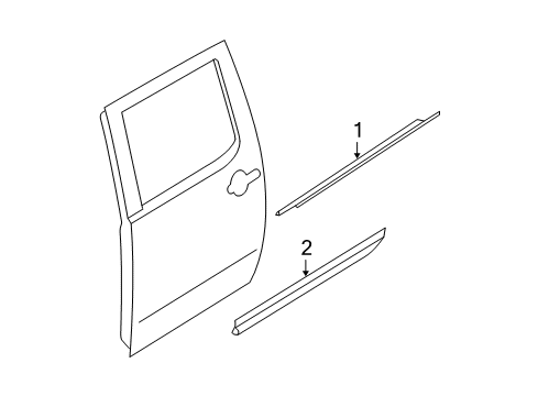 2020 Nissan Frontier Exterior Trim - Rear Door Diagram