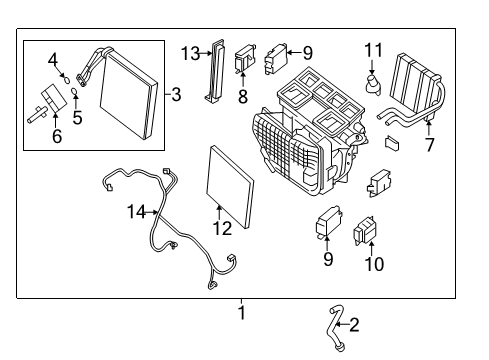 2020 Nissan Pathfinder A/C Evaporator & Heater Components Diagram 1