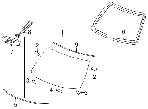 2020 Nissan 370Z Windshield Glass, Reveal Moldings Diagram