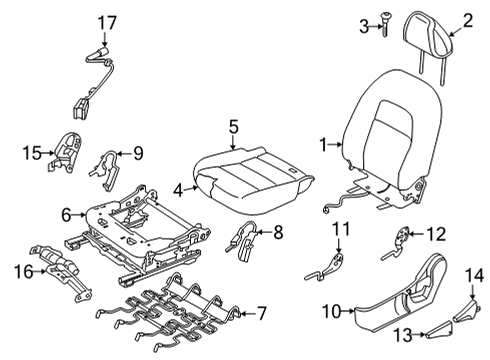 2021 Nissan Altima Driver Seat Components Diagram 2