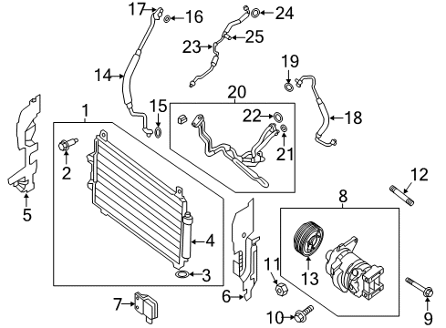 2020 Nissan Pathfinder A/C Condenser, Compressor & Lines Diagram