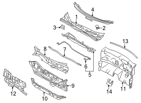 2022 Nissan Leaf Extension-Cowl Top Diagram for 66318-6WK0A