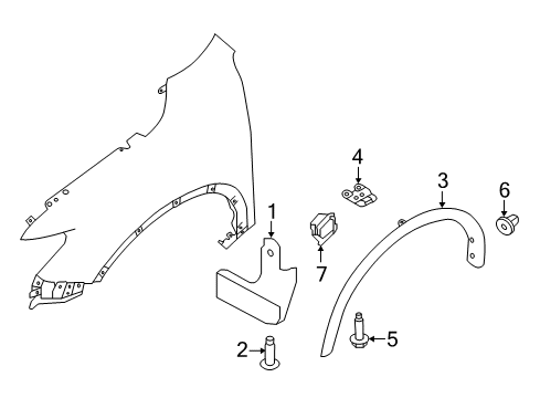 2020 Nissan Rogue Exterior Trim - Fender Diagram