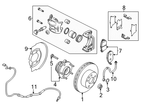 2021 Nissan Murano Brake Components Diagram 1