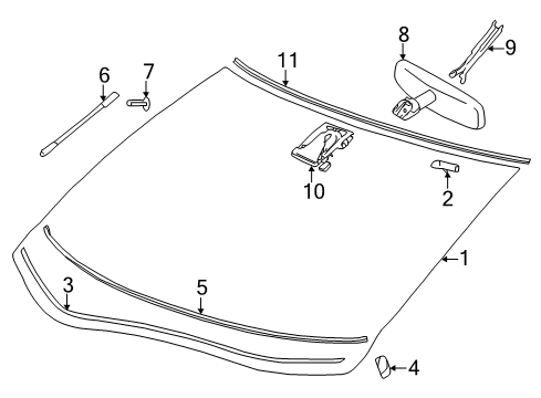 2021 Nissan Leaf Glass - Windshield Diagram