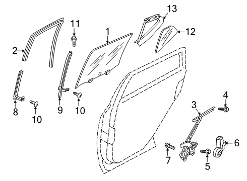 2021 Nissan Kicks Front Door Glass & Hardware Diagram 2