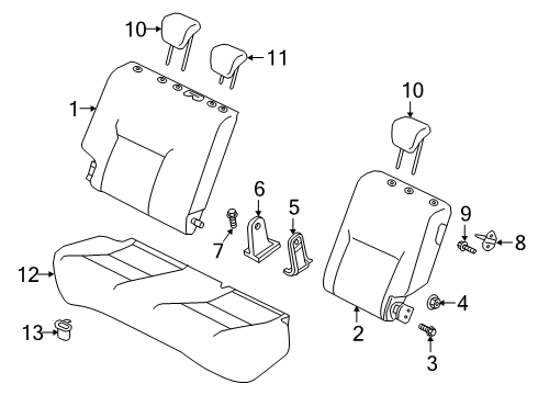 2021 Nissan Kicks Rear Seat Components Diagram