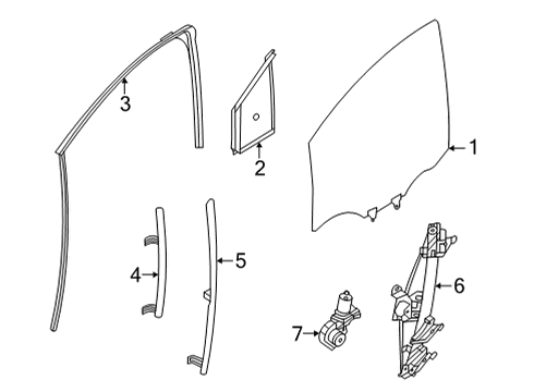 2021 Nissan Versa Front Door Glass & Hardware Diagram 1