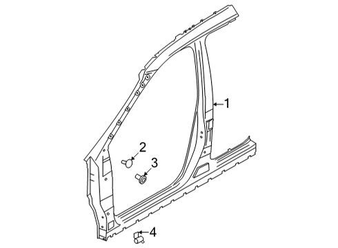 2021 Nissan Rogue Aperture Panel, Center Pillar & Rocker, Hinge Pillar Diagram 2