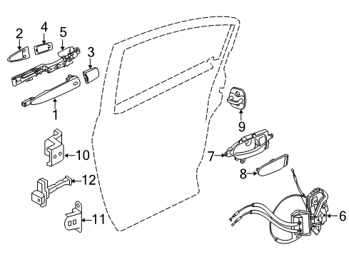 2020 Nissan Maxima Rear Door - Lock & Hardware Diagram