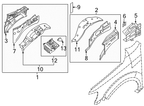 2020 Nissan NV Inner Components - Fender Diagram