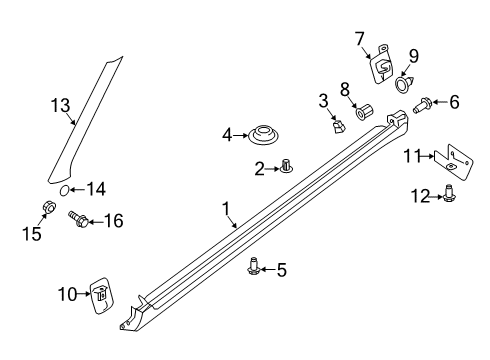 2021 Nissan Kicks Exterior Trim - Pillars Diagram