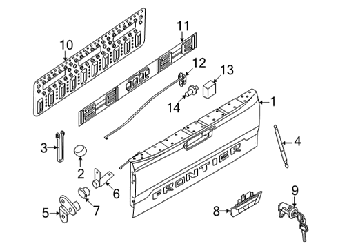 HANDLE-REAR GATE Diagram for 90606-9BU2A