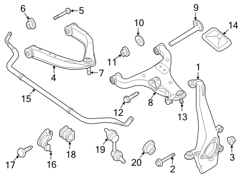 2024 Nissan Frontier Suspension Components, Stabilizer Bar & Components Diagram 1