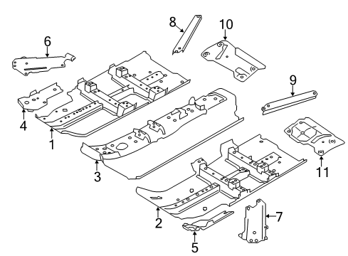 2020 Nissan Rogue Floor & Rails Diagram