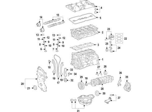 2022 Nissan Altima Engine Parts, Mounts, Cylinder Head & Valves, Camshaft & Timing, Variable Valve Timing, Oil Cooler, Oil Pan, Oil Pump, Balance Shafts, Crankshaft & Bearings, Pistons, Rings & Bearings Diagram 3