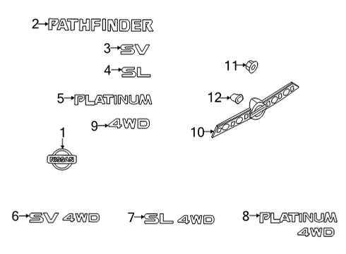 2024 Nissan Pathfinder Emblem-Back Door Diagram for 90896-6TA1A