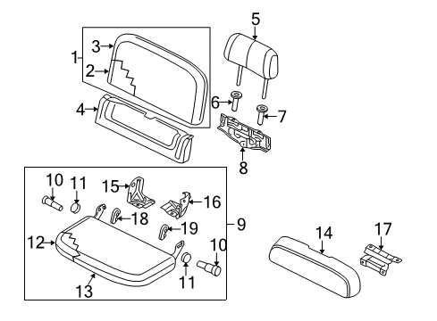 2020 Nissan Frontier Rear Seat Components Diagram 3