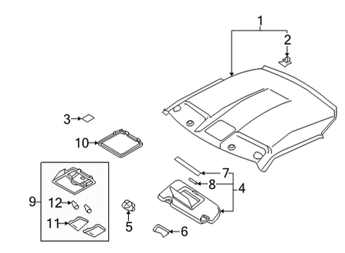 2021 Nissan GT-R Interior Trim - Roof Diagram 1