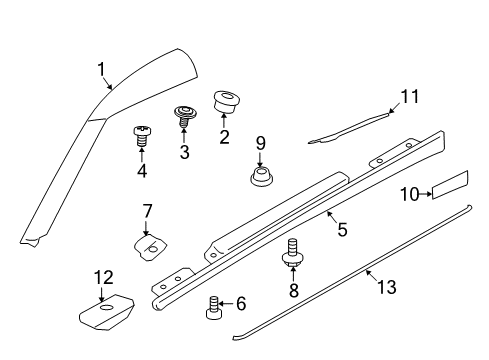 2021 Nissan GT-R Exterior Trim - Pillars Diagram