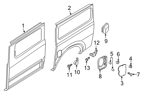 2020 Nissan NV Side Panel & Components, Exterior Trim Diagram 1