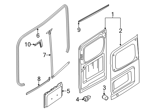 2020 Nissan NV Door & Components, Exterior Trim Diagram 1