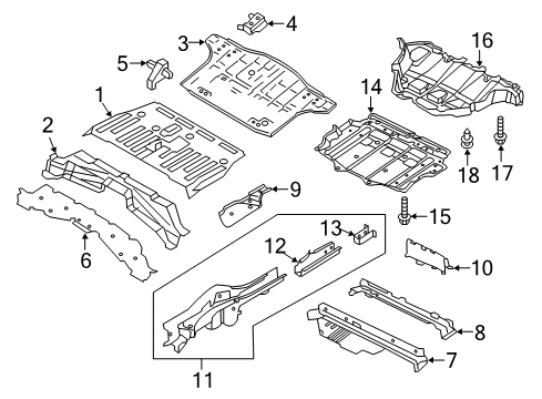 2021 Nissan Leaf Rear Floor & Rails Diagram