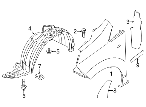 2020 Nissan NV Fender & Components, Exterior Trim Diagram