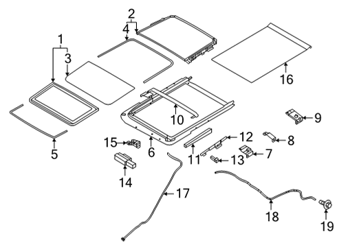 2022 Nissan Pathfinder RAIL COMPLETE-SUNROOF Diagram for 91306-6TA0B