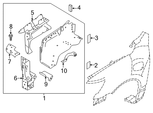 2021 Nissan Titan Inner Components - Fender Diagram