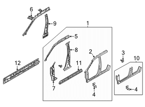 2021 Nissan Rogue Hinge Pillar Diagram 1