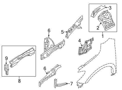 2020 Nissan Pathfinder Structural Components & Rails Diagram