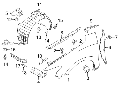 2020 Nissan Maxima Fender & Components Diagram