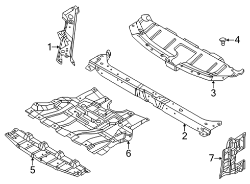 2021 Nissan Rogue Radiator Support, Splash Shields Diagram