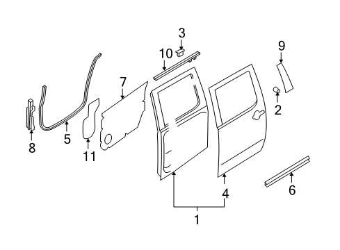 SEAL-REAR DOOR PARTITION,RH Diagram for 82838-9FV0C