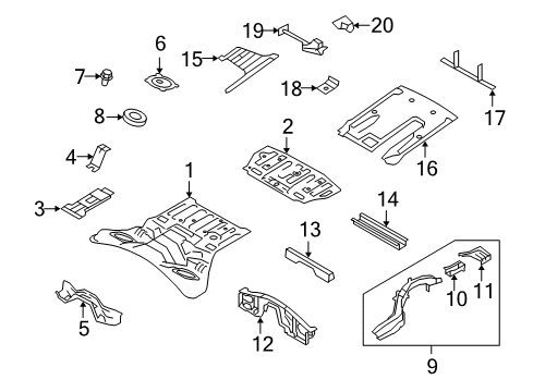 2020 Nissan GT-R Rear Body - Floor & Rails Diagram