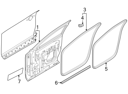 2023 Nissan ARIYA WEATHERSTRIP-FRONT DOOR,LH Diagram for 80831-5MP0A