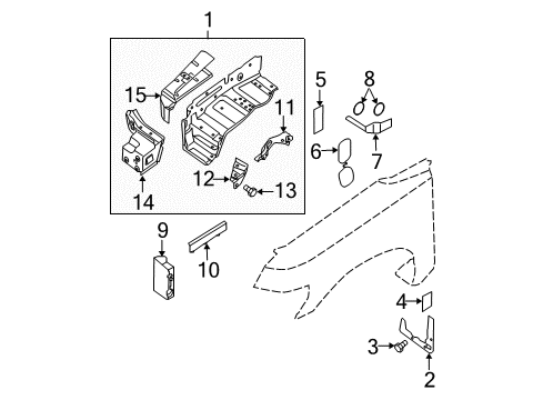 2008 Nissan Titan BRACE-HOODLEDGE LH Diagram for 64197-9FV1A